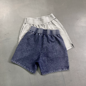 Peso pesado logotipo personalizado lavado ácido 100% algodón holgado de gran tamaño Casual 430 GSM Streetwear ropa para hombres pantalones cortos de verano en blanco - Product Image 4