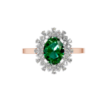 Bague de fiançailles pour femme en argent sterling 925, moissanite originale, halo en grappe, ovale, émeraude verte synthétique, zircon, 37 pierres