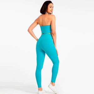 Conjunto de Yoga de la mejor calidad de estilo, traje deportivo para gimnasio, ropa de entrenamiento para mujer, conjunto de 2 uds., sujetador de Fitness con cuello colgante, mallas ajustadas, chándal - Product Image 3