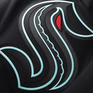 <b>Black</b> Teal and Red Custom Hockey Jersey for Men <b>Long</b> Sleeve Lightweight Patchwork Sportswear Comfortable Breathable Athletic - Product Image 4