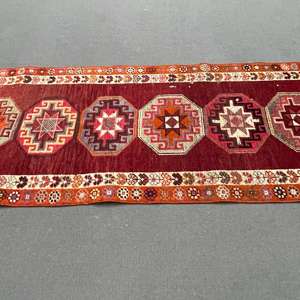 Alfombra Turca Vintage, Alfombra de Pasillo de 2.8x12 pies, Alfombra con Rayas Rojas - Product Image 5