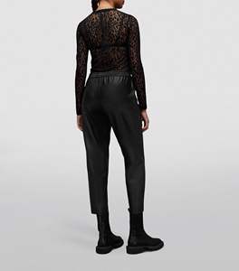 Comfortable Soft Shell Material Faux Leather Jen Sweatpants For Women's Custom 2 Side Pocket & Back Welt Pocket Leather <b>Pants</b> - Product Image 6