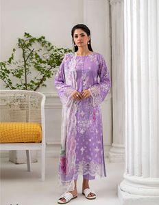 SSumaira Collection Costume de pelouse imprimé numérique de luxe avec dentelle d'organza brodée et mousseline de soie de bambou Dupatta - Product Image 5