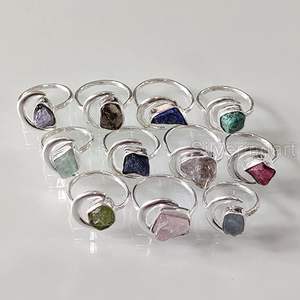 Anillo de Piedras Preciosas en Bruto para Mujer, Piedra Lunar Natural, Labradorita, Granate, Citrino, Joyería de Plata de Ley 925 - Product Image 3