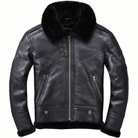 Veste aviateur en peau de mouton pour homme, style B3, en cuir de mouton, décontractée, fourrure, mode, bombardier, veste en cuir véritable, manteau OEM