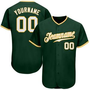 Meilleures ventes Vêtements d'équipe personnalisés Maillot de baseball authentique vert blanc-or - Product Image 1