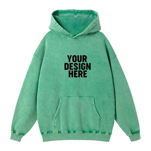 430gsm 100% Cotton Custom Embroidered Heavyweight Distressed Regular Fit Windproof Hoodie Winter Vintage Style Private Label - Product Image 5