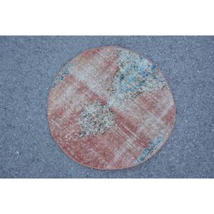 Vintage Turkish Large Area Rug Classic <b>Red</b> Beige 2.4x2.4ft Patchwork Wool <b>Latex</b> Abstract Teens Rectangle Hallway Room Rugs - Product Image 2