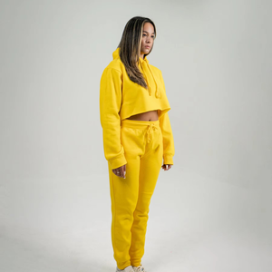 Survêtement court 2 pièces pour femmes Survêtement en molleton de coton 100% Vente en gros de joggings vierges pour femmes - Product Image 3