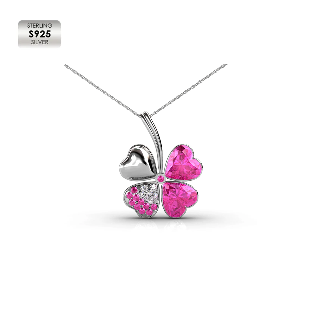 Collier de luxe en argent S925 plaqué or blanc 18 carats (Rose)