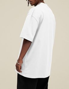 Camiseta básica informal Unisex para hombre, camiseta sólida de cuello redondo de algodón pesado de 300 gramos de gran tamaño con ropa informal holgada - Product Image 4