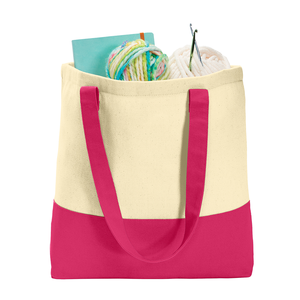 Daily Use Medium Cotton Polyester Tote <b>Bag</b> <b>Long</b> Handle Colorblock Letter Printing Pattern Zipper for Foods Advertising Gifts - Product Image 1
