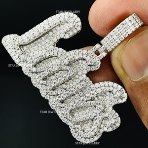 Colgante de letra personalizada con diamantes naturales redondos brillantes, chapado en oro de 10K, estilo hip hop, joyería unisex. - Product Image 4