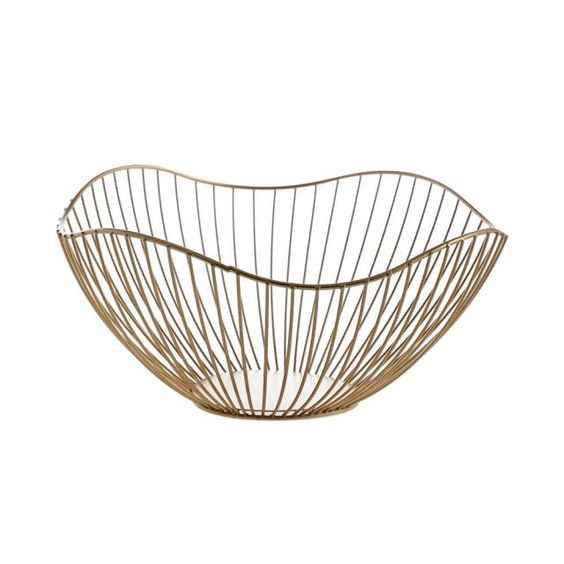 Unique Rough Handmade Gold Round Basket Brown Latest Design Fruit Basket and Wire Basket for Table Top & Kitchen Storage