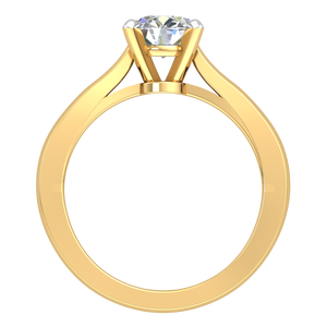 Bague Classique Élégante pour Femme en Or Jaune et Blanc 9K avec Diamant de Laboratoire de 1,02 Carats, Clarté VS, Couleur EF, Taille Brillant, Certifié IGI - Product Image 4