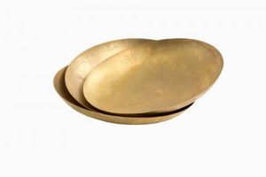 Uneven New Leaves Banana Leaf <b>Large</b> Platter Titan Lighting Gold Twig Handle Different Metal Handicraft Decorative Tray - Product Image 4