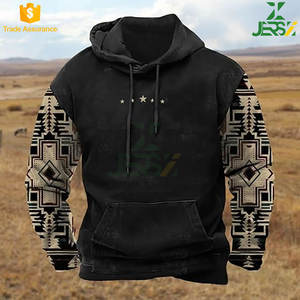 Sudadera con capucha de vaquero occidental de invierno para hombre, jersey de gran tamaño con estampado gráfico de país, camisa con bolsillo forrado, transpirable y elegante - Product Image 2