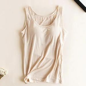 Débardeur en modal pour femme avec soutien-gorge rembourré intégré solide Push-up Fitness Camisole col licou dentelle décoration gilet respirant - Product Image 3