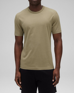 Camiseta minimalista caqui de alta calidad con cuello redondo para hombre, algodón suave, cómoda, elegante, esencial para todos los días, transpirable, de punto suave - Product Image 1