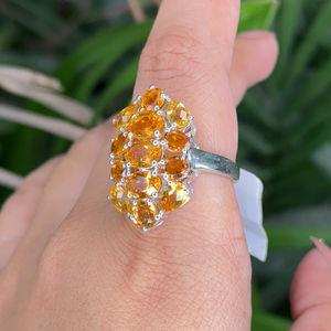 Anillo llamativo y hermoso con citrino amarillo auténtico, joyería fina clásica al por mayor para bodas y fiestas, chapado en rodio - Product Image 4