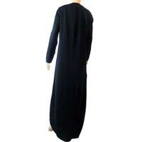 Abaya noire modeste pour femmes, manches longues, col haut, robe en crêpe longue jusqu'au sol, design simple