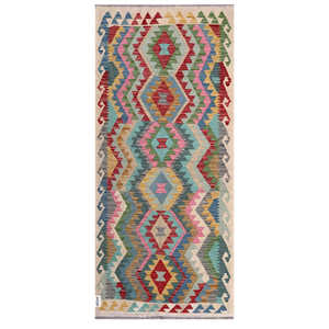 Alfombra Kilim de Maimana, Afganistán, 199 x 90 cm, Alfombras y Juegos de Alfombras - Product Image 1