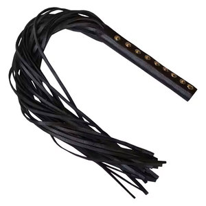 Handmade Black Leather Flogger Bullwhip Soft Riding <b>Whip</b> BDSM Impact Play Spanking & Roleplay Durable <b>Bondage</b> <b>Whip</b> - Product Image 4