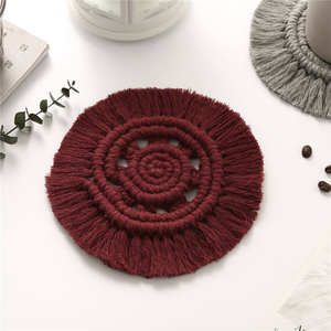 Sous-verres en macramé tressé pur coton bohème couleurs personnalisées disponibles à la main en gros boisson et tapis de table - Product Image 1