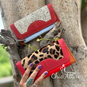 Bolso de mano de piel con estampado de animales reciclados hechos a mano para mujer, elegante monedero multiusos de Color arcoíris, tarjetero para cajero automático - Product Image 1