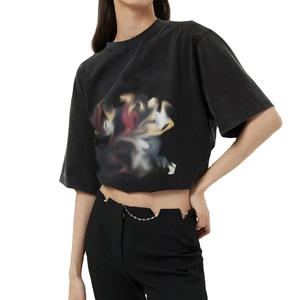 Camiseta de lavado Vintage de gran tamaño con logotipo personalizado, camiseta Vintage personalizada con diseño de algodón, diaria de verano para mujer para hombre Camiseta holgada, envío DDP - Product Image 3