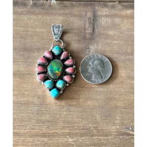 Southwest Handmade Multi Stone & Sterling Silver Cluster Pendant Bezel <b>Set</b> - Product Image 3
