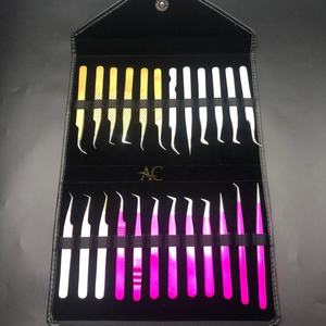 Vente en gros de pinces professionnelles solides en acier inoxydable pour extension de cils, couleur personnalisée, poignée pointue en diamant, durable et personnalisée - Product Image 4