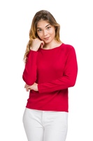 Pull en laine mérinos extra fine pour femme Gioconda, fin et élégant, tricoté plat, col rond, logo personnalisable sur le devant