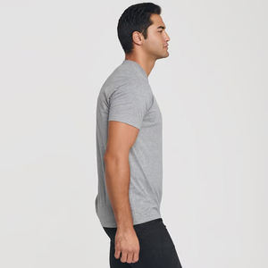 T-shirt unisexe à trois mélanges T-shirts T-shirts à col rond T-shirt de poche Ultra en coton T-shirt de poche en jersey fin unisexe gris - Product Image 3