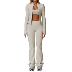 Conjunto Deportivo de 3 Piezas para Mujer, Ropa de Gimnasio y Yoga, Manga Larga, Sudadera con Capucha, Conjunto de Yoga - Product Image 6