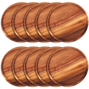 Platos de cena de madera no tóxicos, juego de cocina de madera de acacia biodegradable, platos de servicio de Acacia rústicos, artesanales, ecológicos - Product Image 6