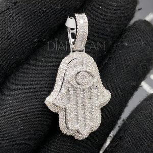 Pendentif pour homme en alliage de zinc, fait main, entièrement serti de moissanite taille brillant, clarté VVS améliorée, plaqué or, style Hip Hop, pour fiançailles - Product Image 2