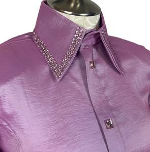 Vaquera hecha a mano Western Show Shirt Cintura alta Cierre de cremallera Tela de tafetán elástica transpirable para ropa de equitación - Product Image 4