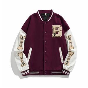 Haute qualité personnalisé ODM OEM 2025 unisexe hiver Letterman université veste col montant toile cuir grande taille vêtements de mode - Product Image 2