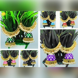 Arrings eenakari-pendientes de aro con cuentas de colores para mujer, aretes de arquería de estilo indio jumkha Bali de primera calidad - Product Image 2