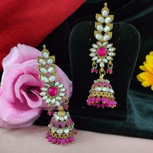 Leaf Kundan Jhumki La elegancia inspirada en la naturaleza y la artesanía tradicional complementa los trajes tradicionales y contemporáneos - Product Image 6