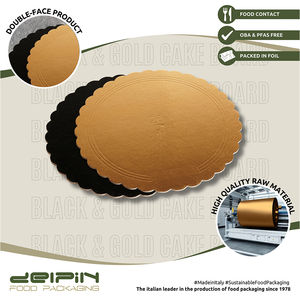 Fabriqué en Italie laminé jetable bord ondulé rond noir et or planche à gâteau carton taille différente prêt à expédier - Product Image 3