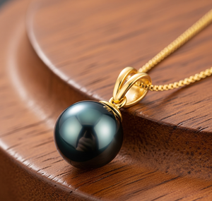 Cadena de Plata de Ley 925 hecha a mano con colgante chapado en oro de 18 quilates, regalo de piedras de cristal curativas de perlas negras naturales bohemias - Product Image 3