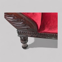 Chaise longue convertible trois places en bois massif d'acajou sculpté à la main, style antique français, avec revêtement en velours, pour salle de sport ou cuisine
