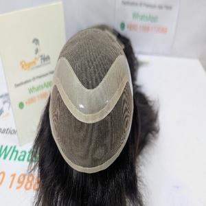 REGENT SFL Homme Toupet 100% Indien Remy Cheveux 100% Main Attaché Trame Vague Naturelle Vague D'eau Droite En Gros Stock - Product Image 1