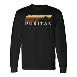 Puritan CO Vintage Evergreen Sunset T-shirt rétro à manches longues style années 80, vêtements promotionnels - Product Image 2