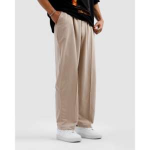 Pantalon plissé taupe unisexe coupe décontractée 240 GSM respirant 100% coton - Product Image 1