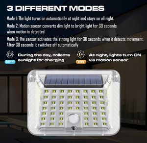 Hybec-Đèn năng lượng mặt trời ngoài trời với cảm biến chuyển động IP65 đánh giá nhôm xây dựng cho tường vườn hoặc lối vào 3W - Product Image 2