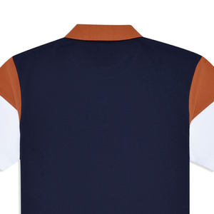 Piqué ecológico de algodón 100% de gama alta personalizable para hombre, para Polo, patrón de bloque azul marino sólido, estilo informal con logotipo frontal - Product Image 5