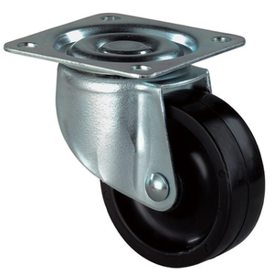 BS Casters for Furniture Black <b>Plastic</b> Swivel Caster with 25 mm <b>Wheel</b> Diameter 15 kg Load Capacity Mounting Plate - Product Image 3